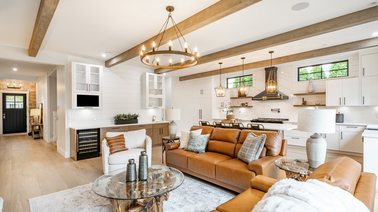 An open concept living room.