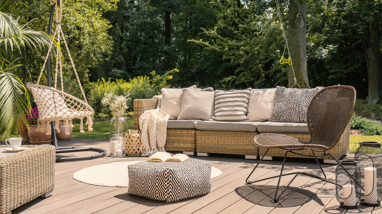 Backyard with rattan furniture