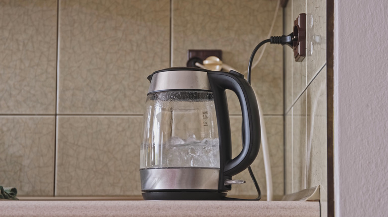 Clear Glass Electric Kettle with Boiling Water