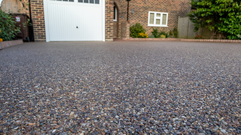 A close up of a resin bound driveway.