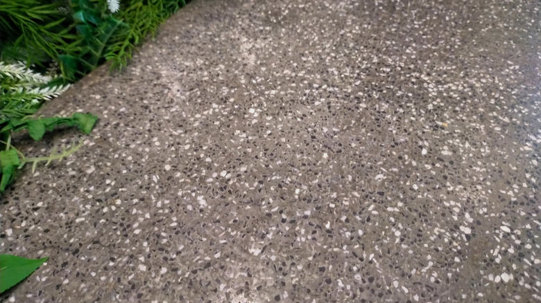 A close up of a salt finish driveway.