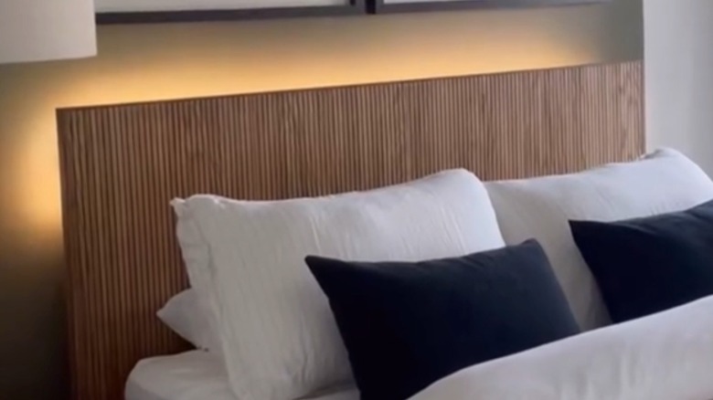 headboard with pole wrap in bedroom