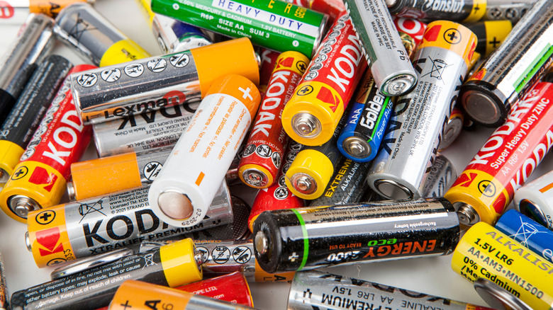 Pile of AA batteries