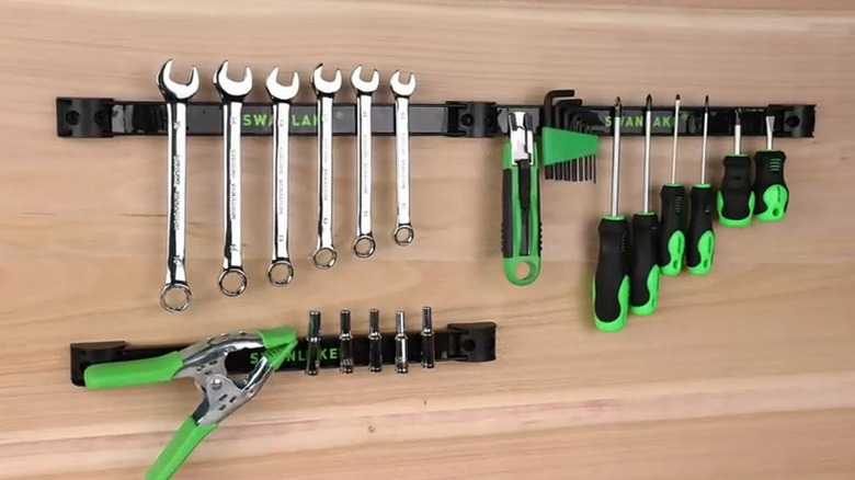 Magnetic tool holder strip