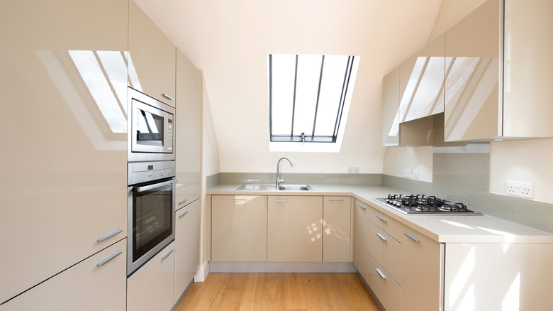 Bright kitchen with sleek vinyl cabinet doors