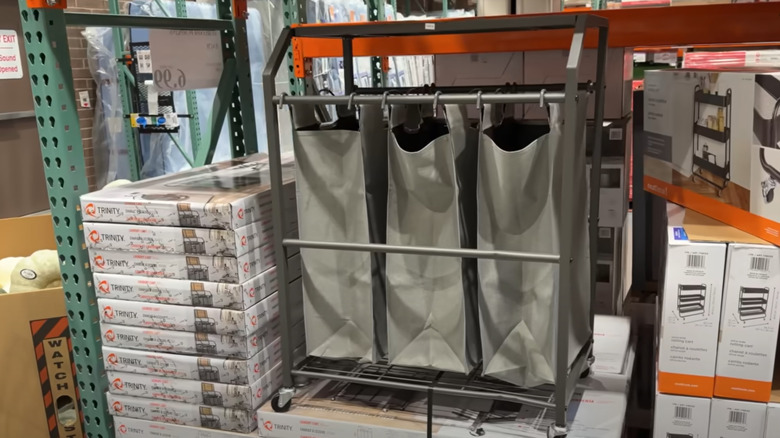 3-bag laundry cart with metal frame