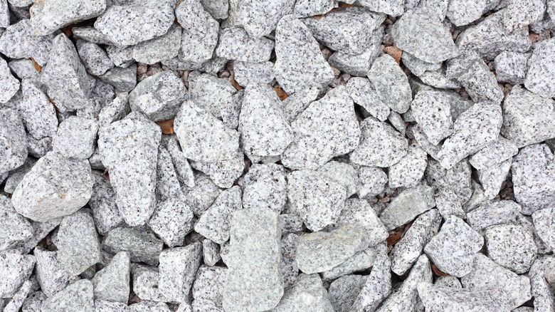 Close up of white granite stones in a pile