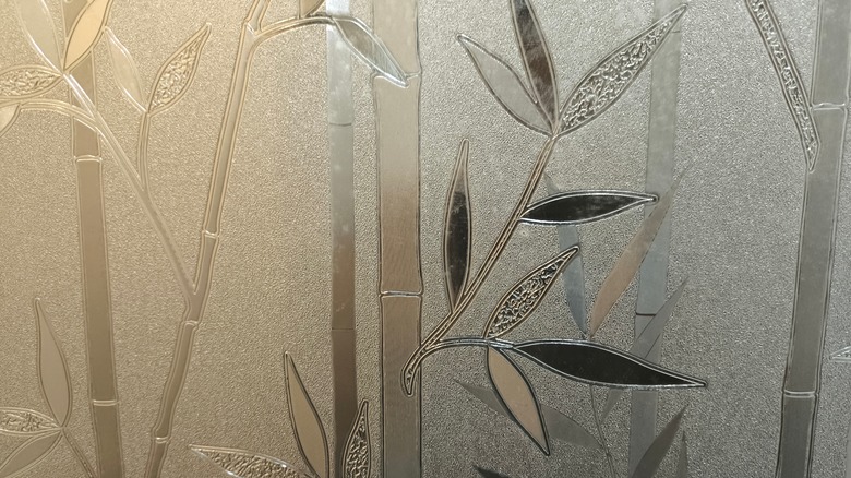 decorative glass panel with bamboo design