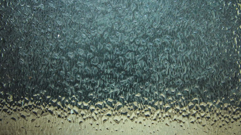 closeup on textured glass panel