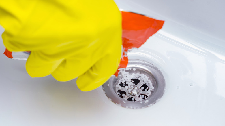 Caustic drain unblocker