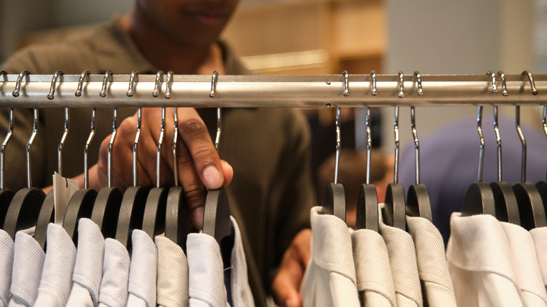 Shirts hanging on thin hangers