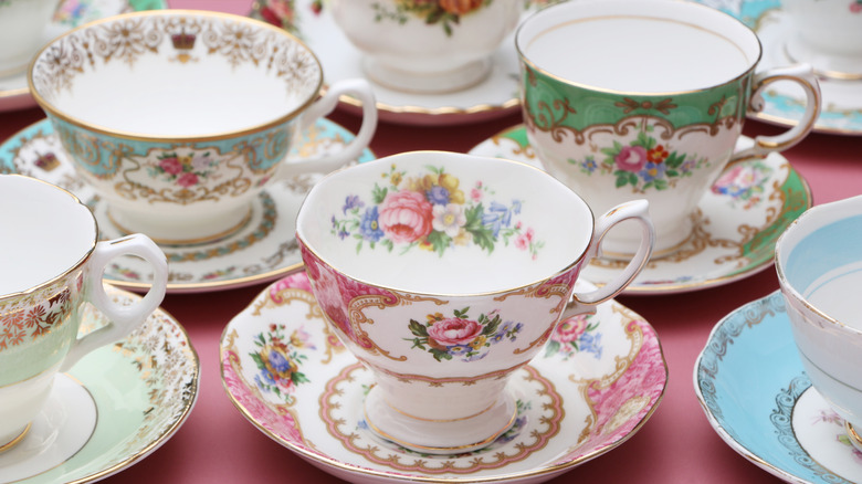 various ornate ceramic teacups
