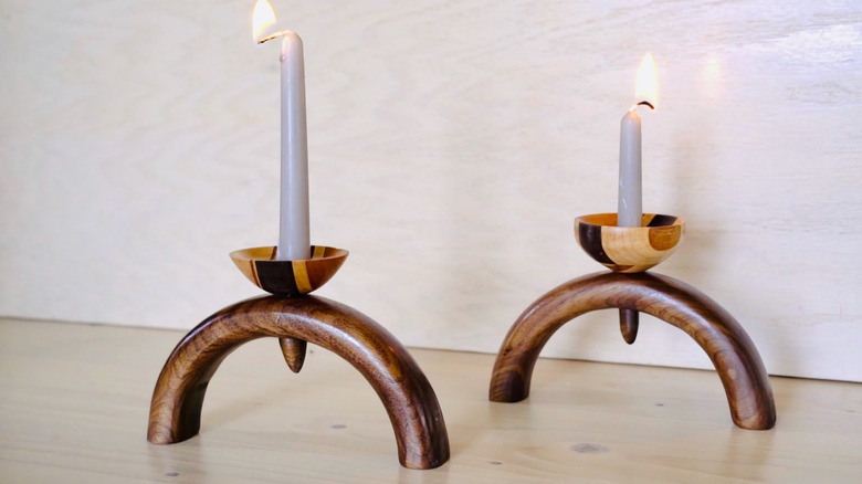DIY candleholders made from wood scraps
