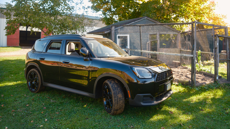 Car parked in front yard
