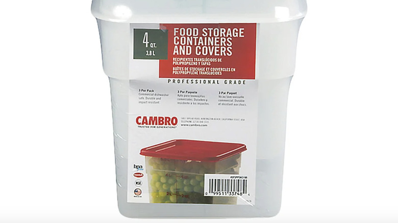 Cambro's 4-quart storage bins stacked together on a white background