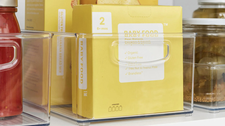 iDesign's pantry bins holding baby food and pickles