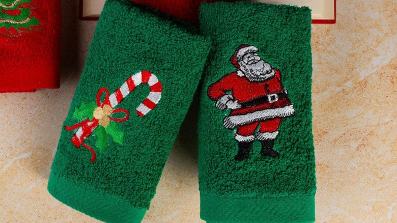 Christmas-themed dish towels