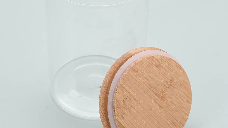 Bamboo lidded glass jar
