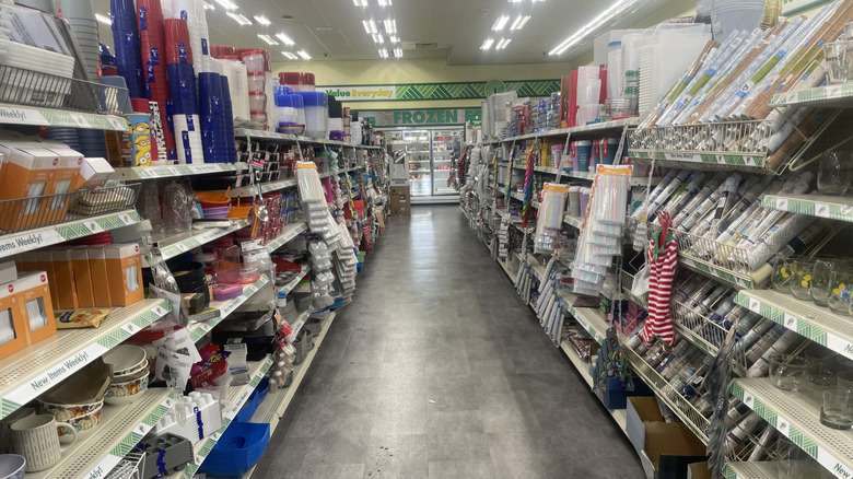 Dollar Tree aisle with dishes and party supplies