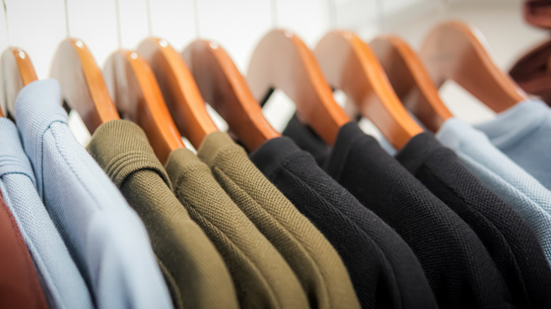 A closet brimming with clothes