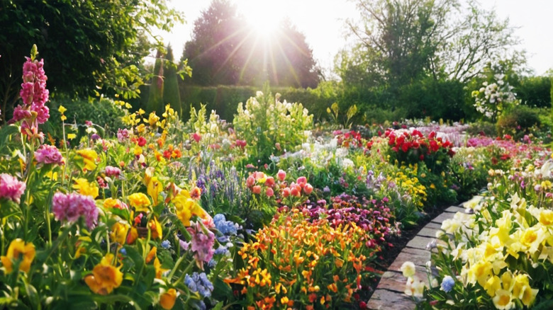 Romantic garden in full bloom