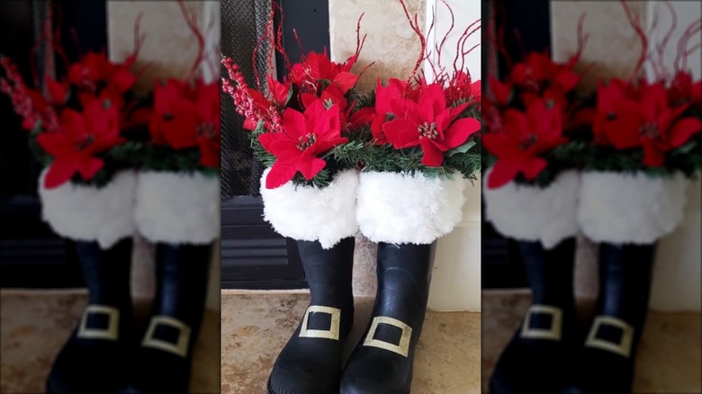 Rubber boots made into Santa boots