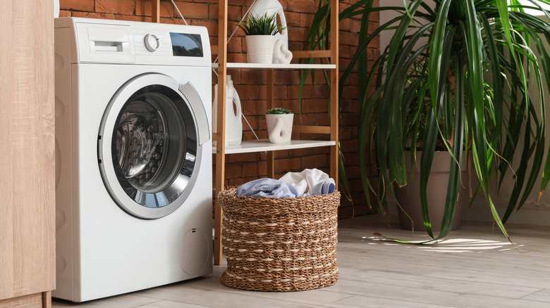 Washing machine with door closed