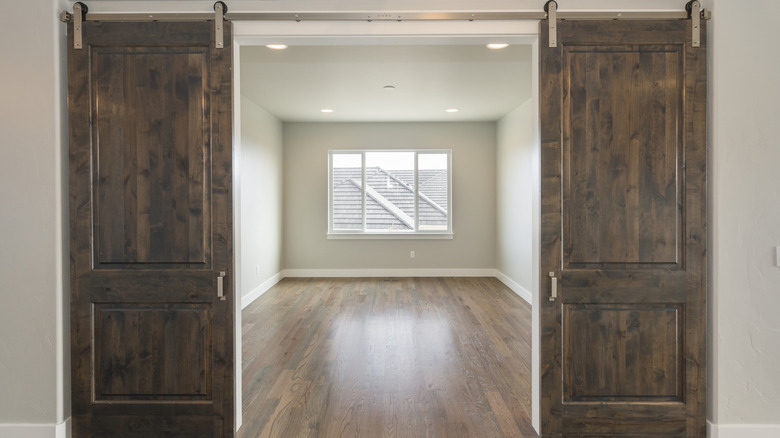 Double sliding farmhouse doors