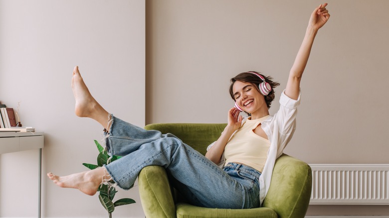 woman listening to music