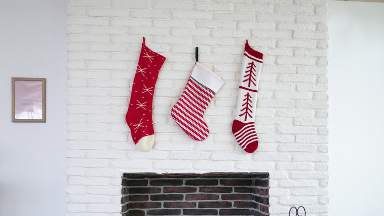 Stockings hanging above mantel