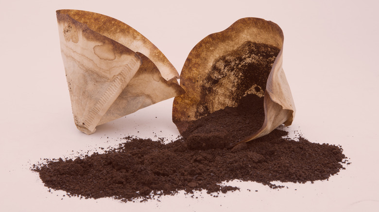 Coffee filters and grounds