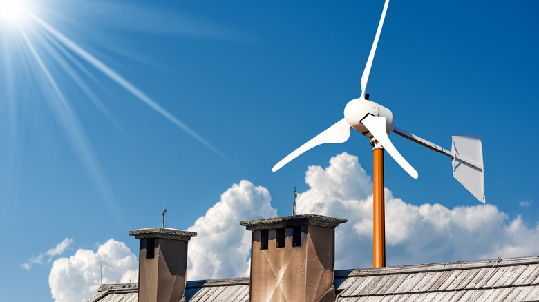 Wind turbine on roof