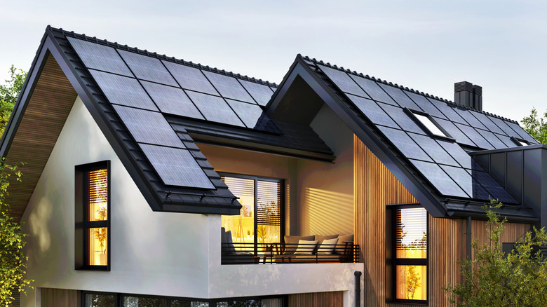 A home with solar panels on roof