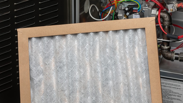 Furnace filter outside an HVAC system