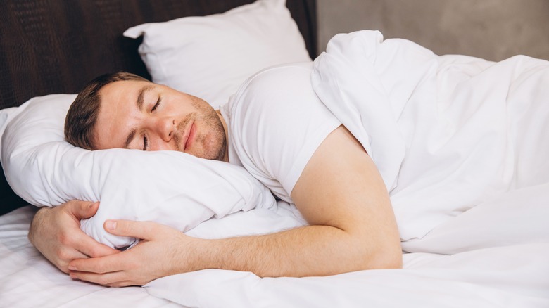 Man sleeping on a pillow