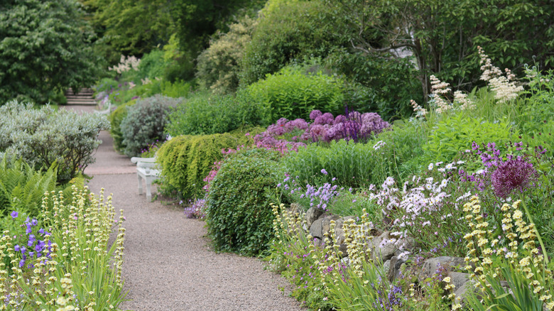 Garden path with anti-slip treatment