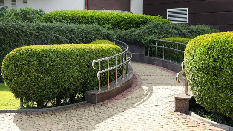 Handrail on garden pathways