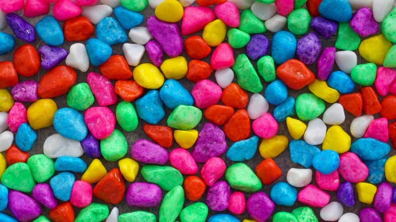 Colorful gravel for pathways or acquariums