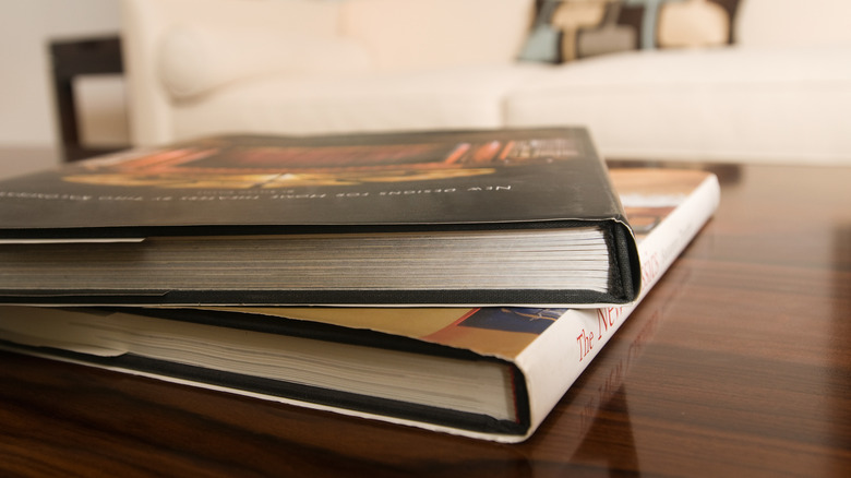 coffee table books on display on a table