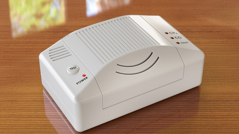 Carbon monoxide tester on table