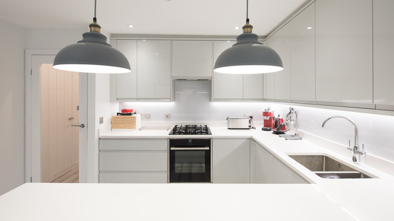 Large industrial-style kitchen pendant lights