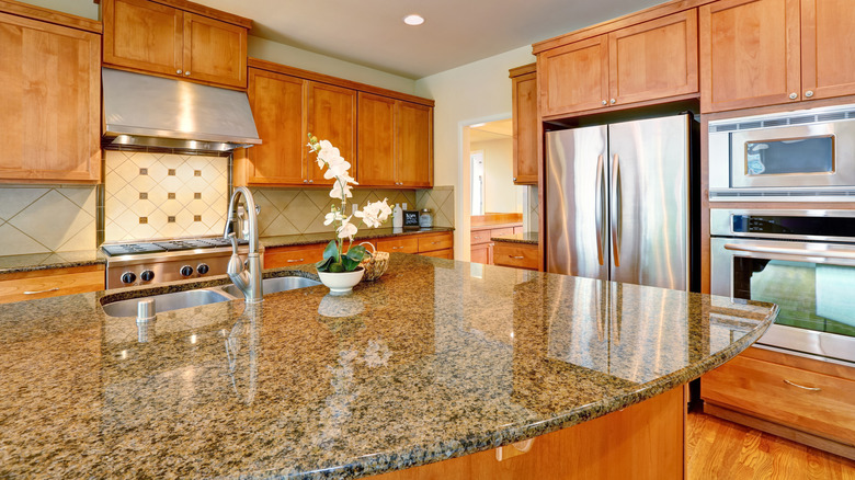 Oversized granite kitchen island