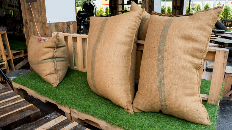 Burlap bag pillow