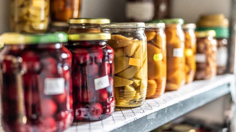 Glass jars in pantry
