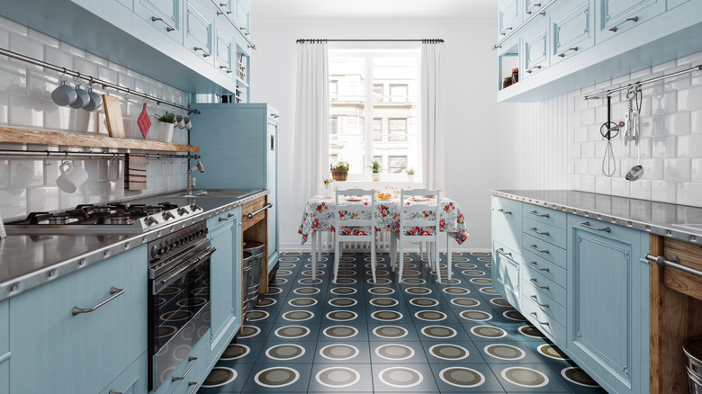 Retro kitchen with tiled floor