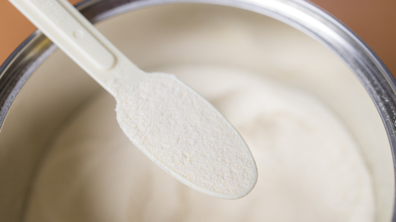 Close-up of white milk powder