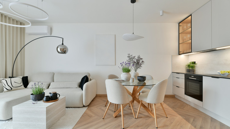 Japandi-style living room with minimalist decor