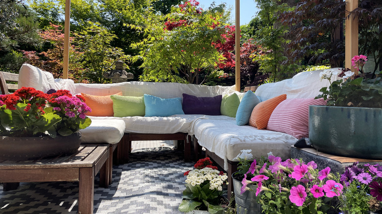 Modular seating outside on patio