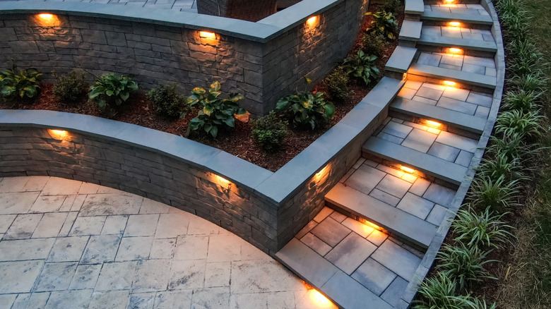 Patio lighting going up steps