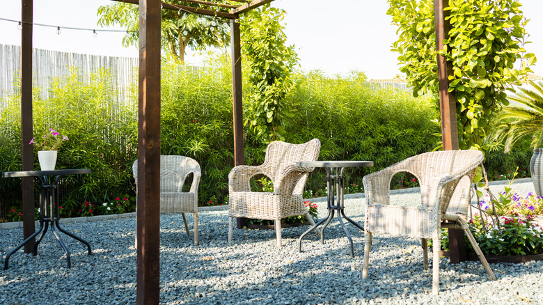 Gravel patio area in the garden